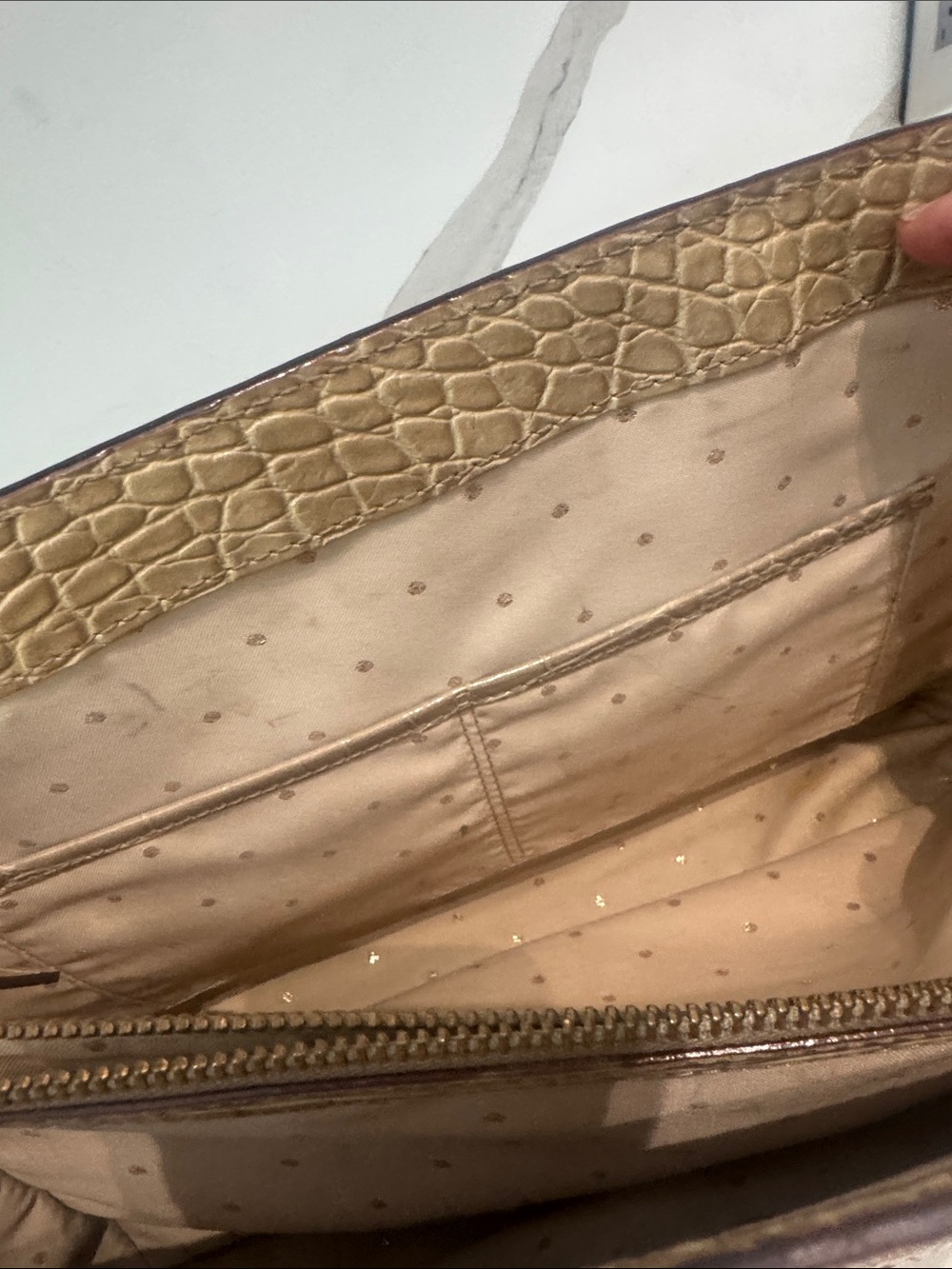 kate spade Beige Croc-Embossed Leather Satchel - Picture 13 of 15